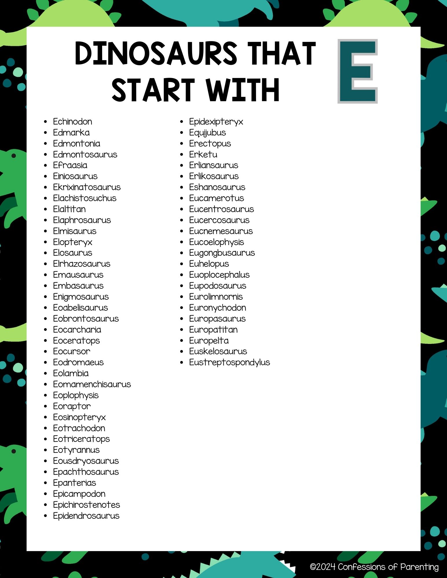 Complete List of Dinosaurs That Start With E Plus Fun Facts