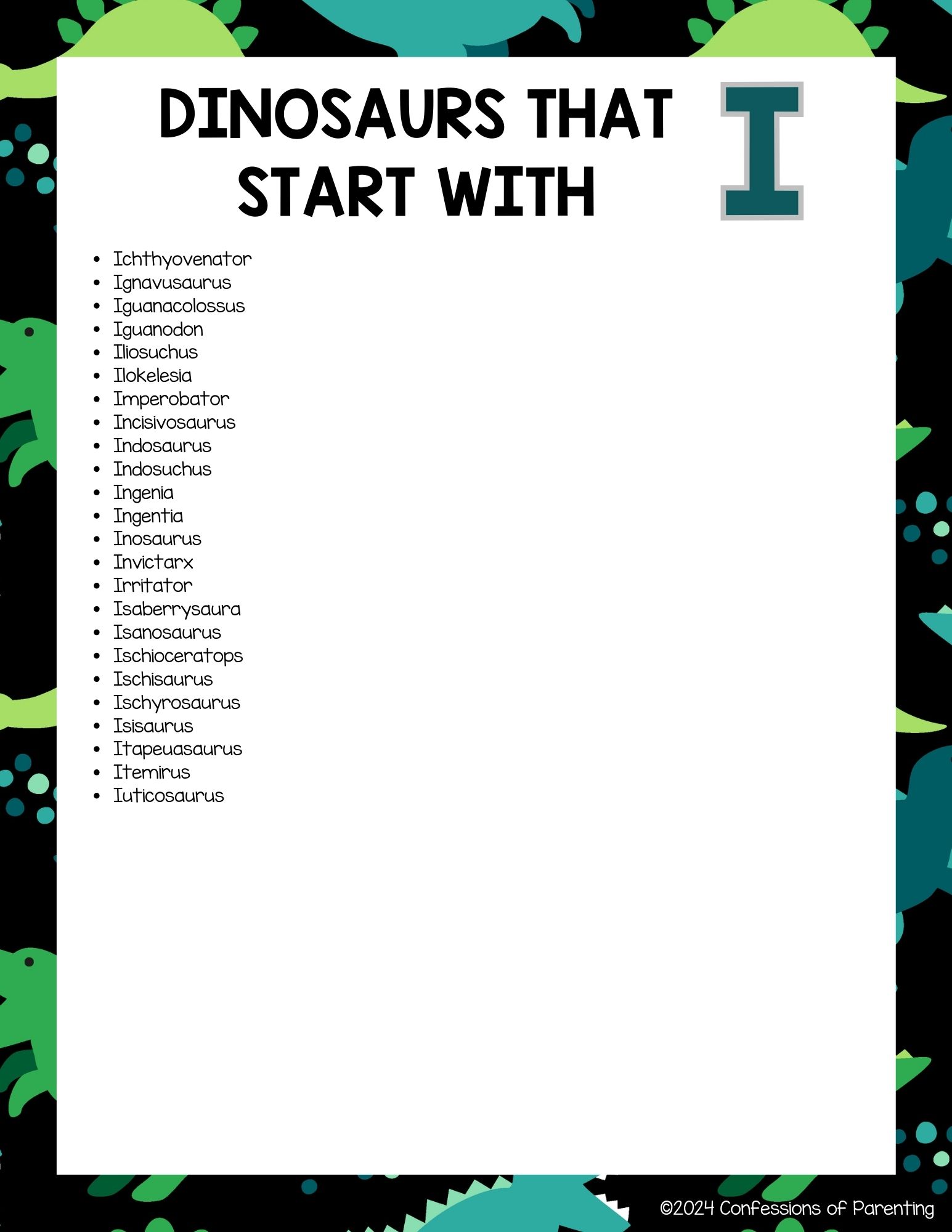 Complete Lists of Dinosaurs That Start With I Plus Fun Facts