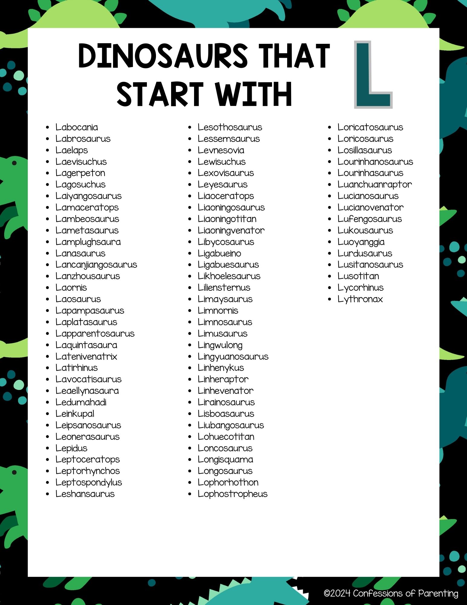Complete List of Dinosaurs That Start With L Plus Fun Facts