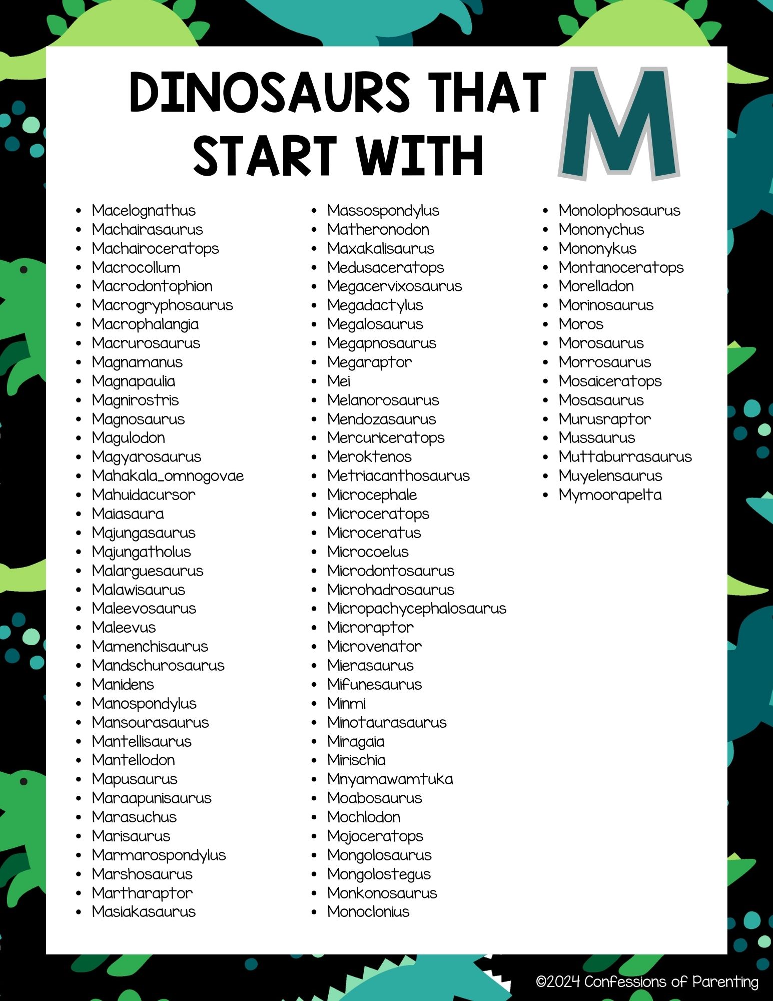 Complete List of Dinosaurs That Start With M Plus Fun Facts