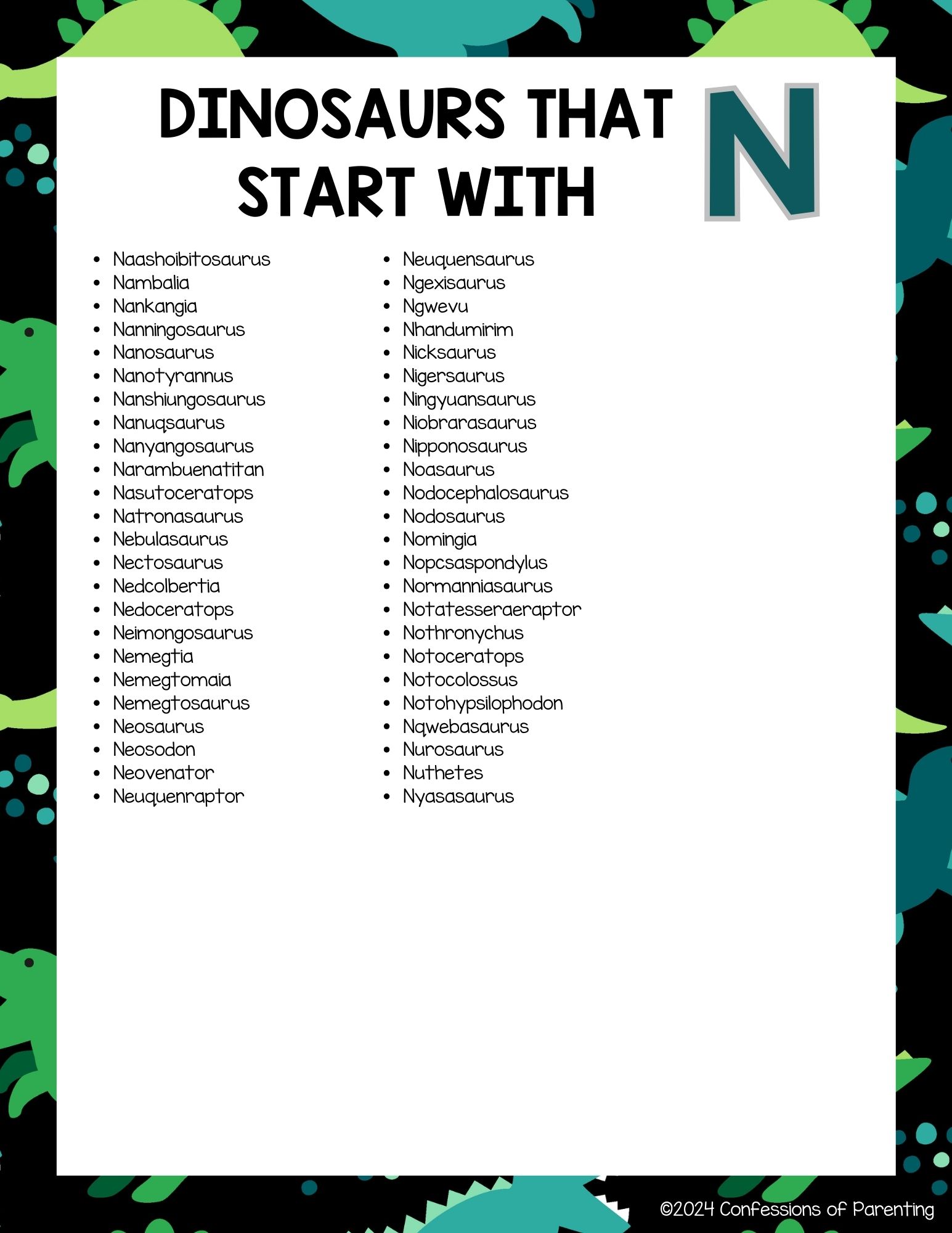 Complete List of Dinosaurs That Start With N Plus Fun Facts