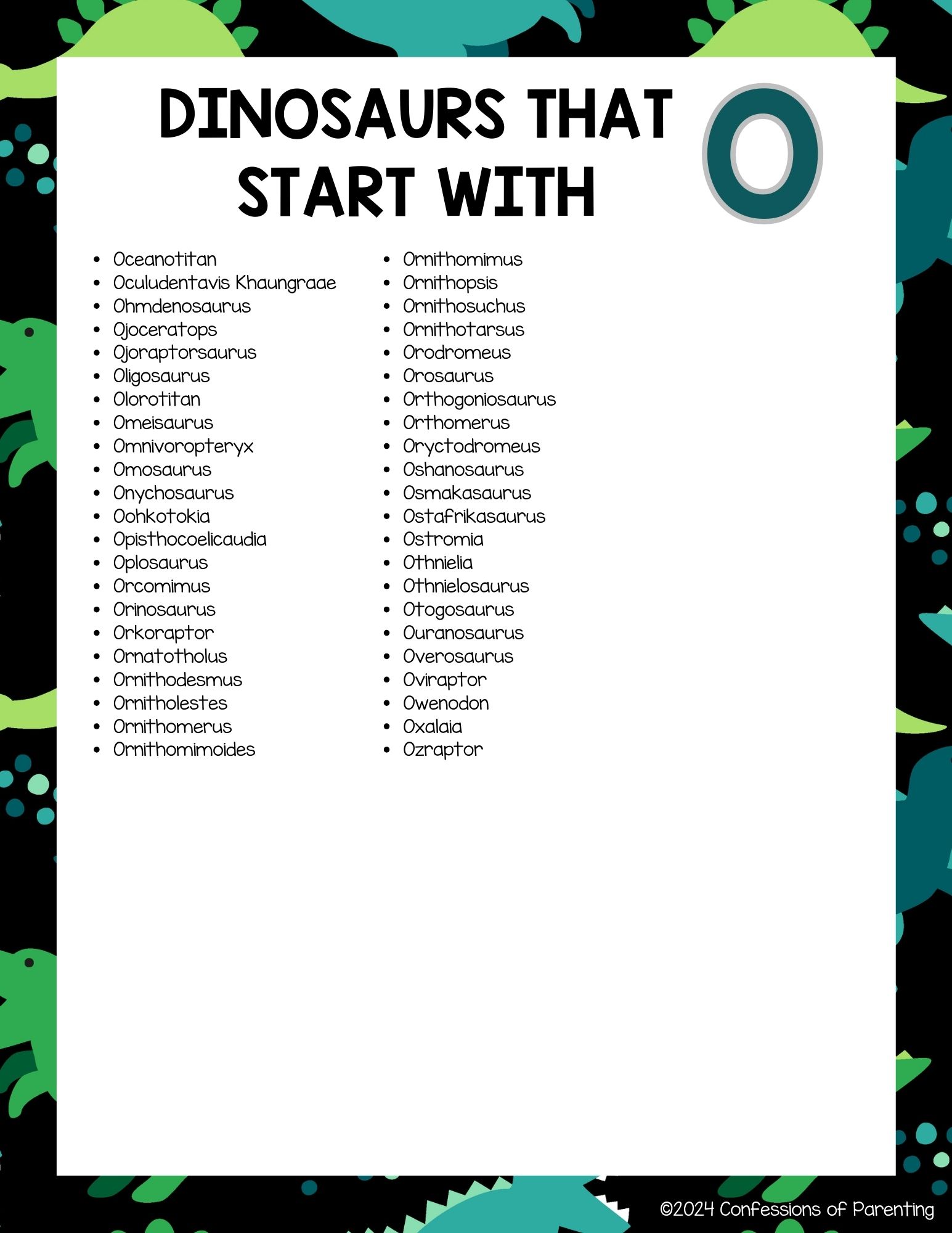 Complete List of Dinosaurs That Start With O Plus Fun Facts