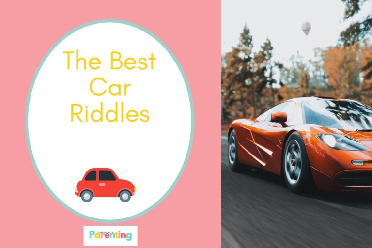 a type of luxury car on half the image with a pink background on the left with a white oval with teal border with a image of red car and yellow writing "the best car riddles"