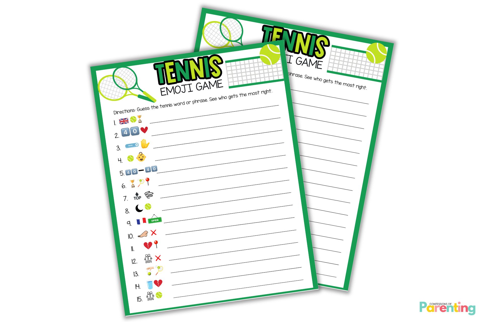 Fun Tennis Emoji Game [Free Printable]