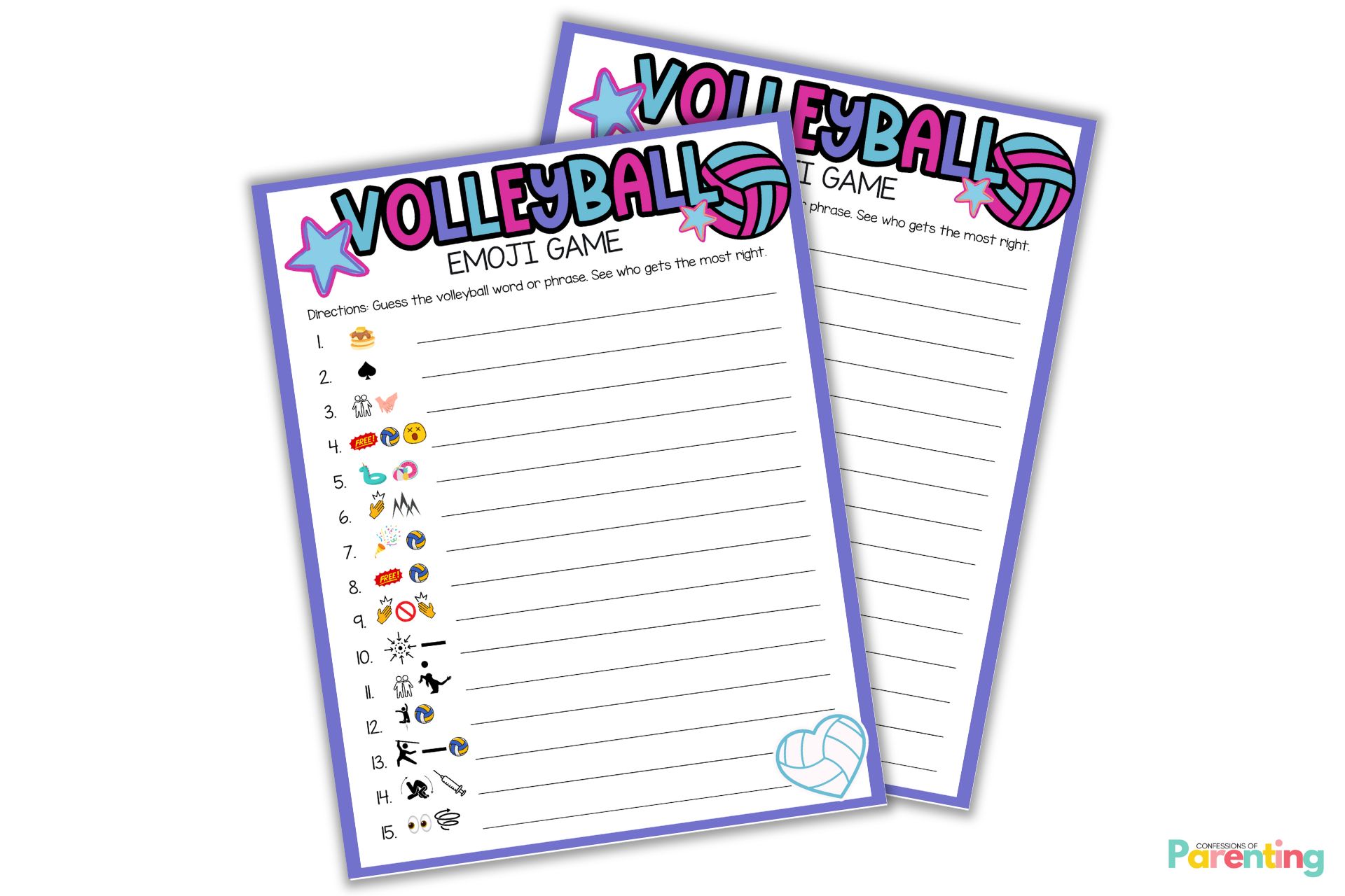 Fun Volleyball Emoji Game [Free Printable]