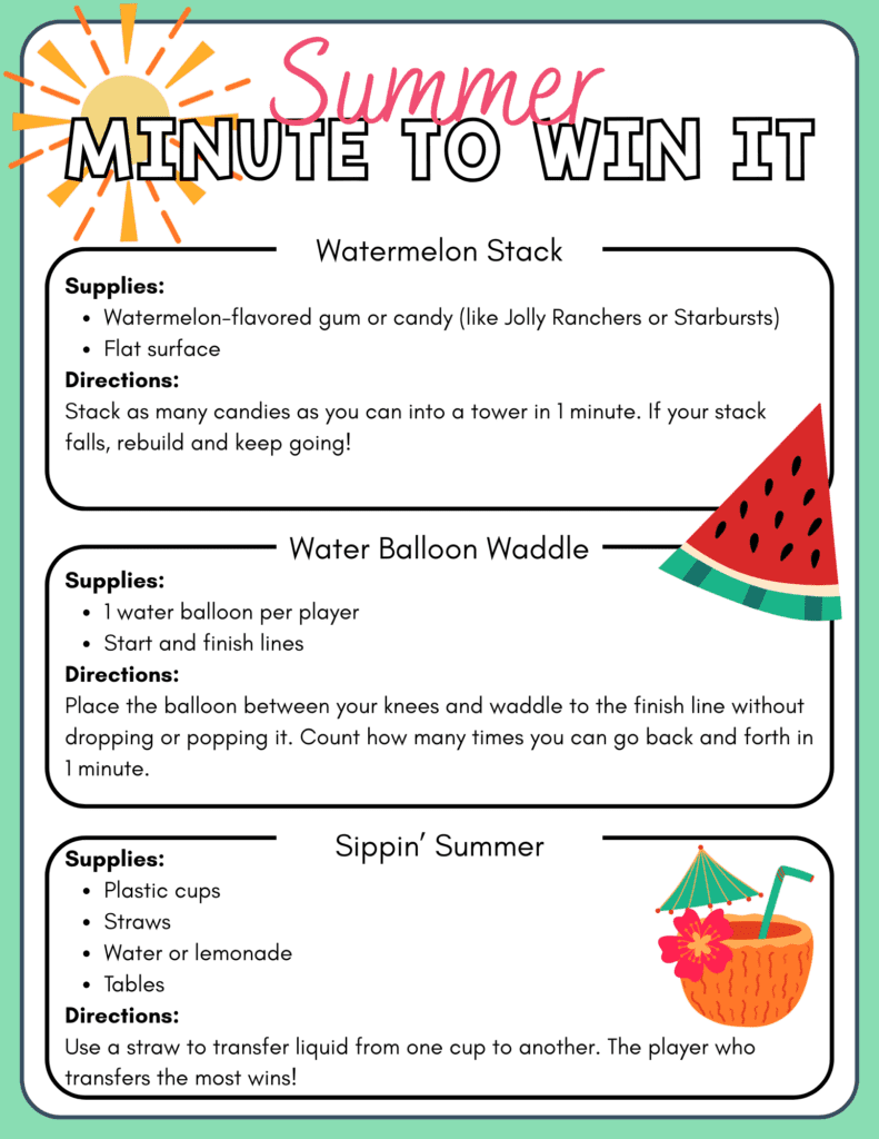 summer minute to win it