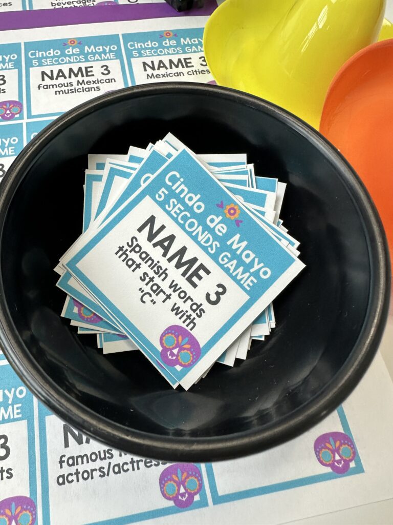 cinco de mayo 5 second game cards in bowl. 