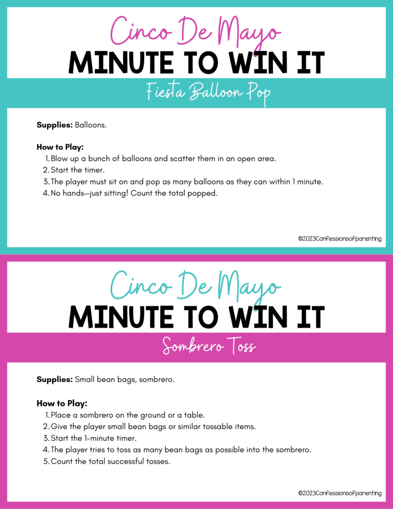 cinco de mayo minute to win it ideas: Fiesta balloon pop and sombrero toss