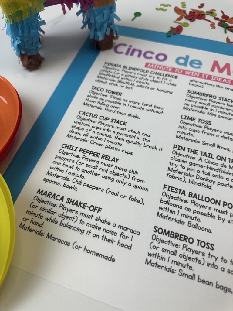 close up of cinco de mayo minute to win it ideas 