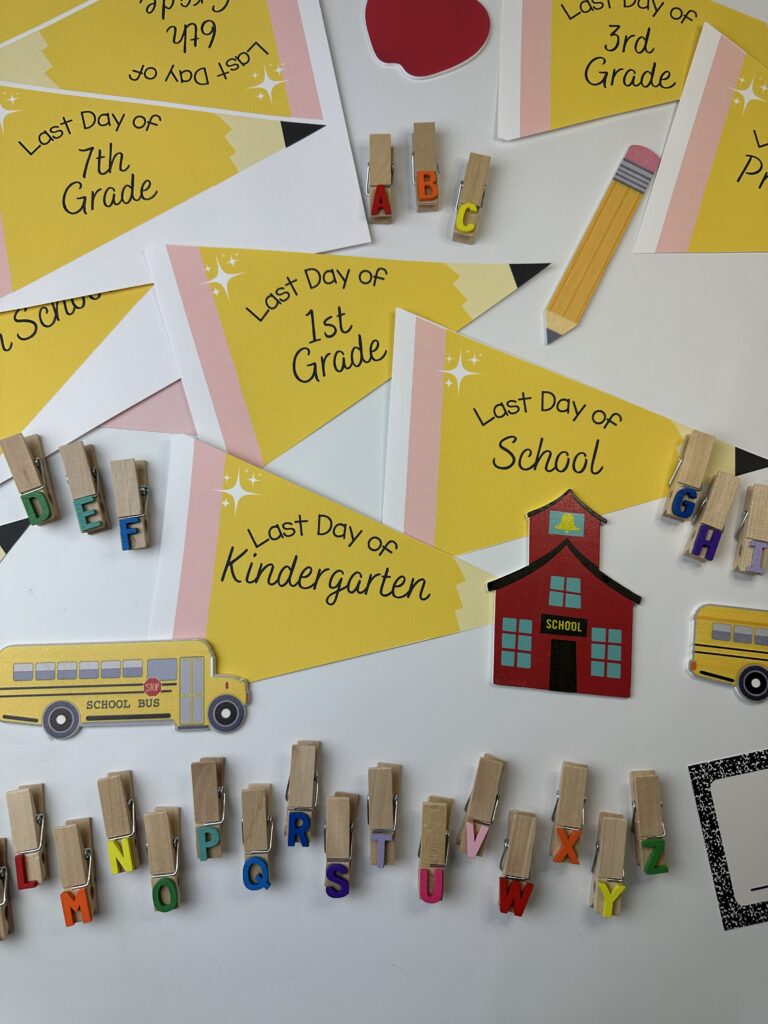 close up of last day of school flag pennets
