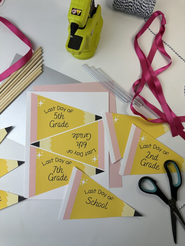 supplies to make last day of school flags
