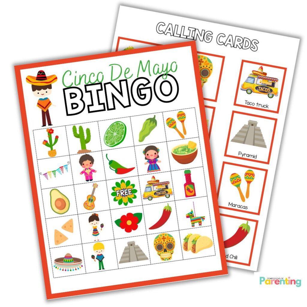 instagram square image of cinco de mayo bingo game
