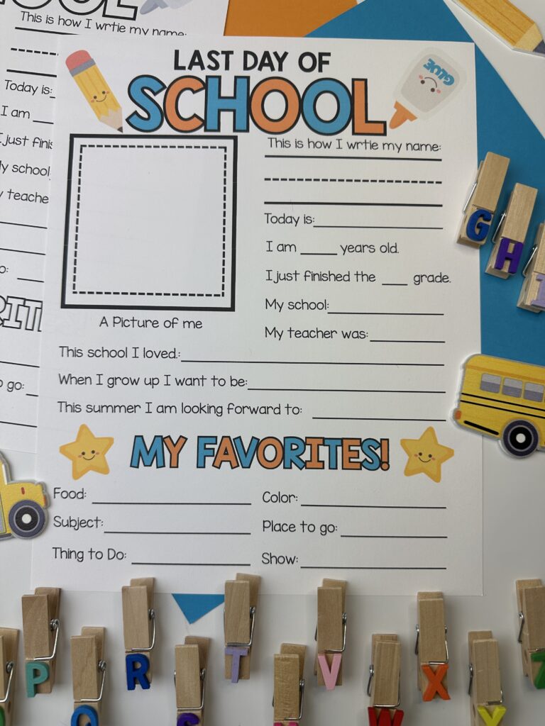closeup of last day of school printable