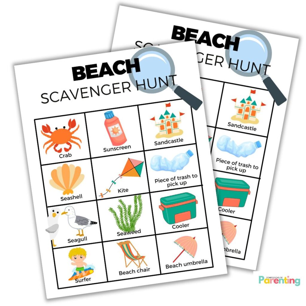 instagram square image of Beach Scavenger Hunt