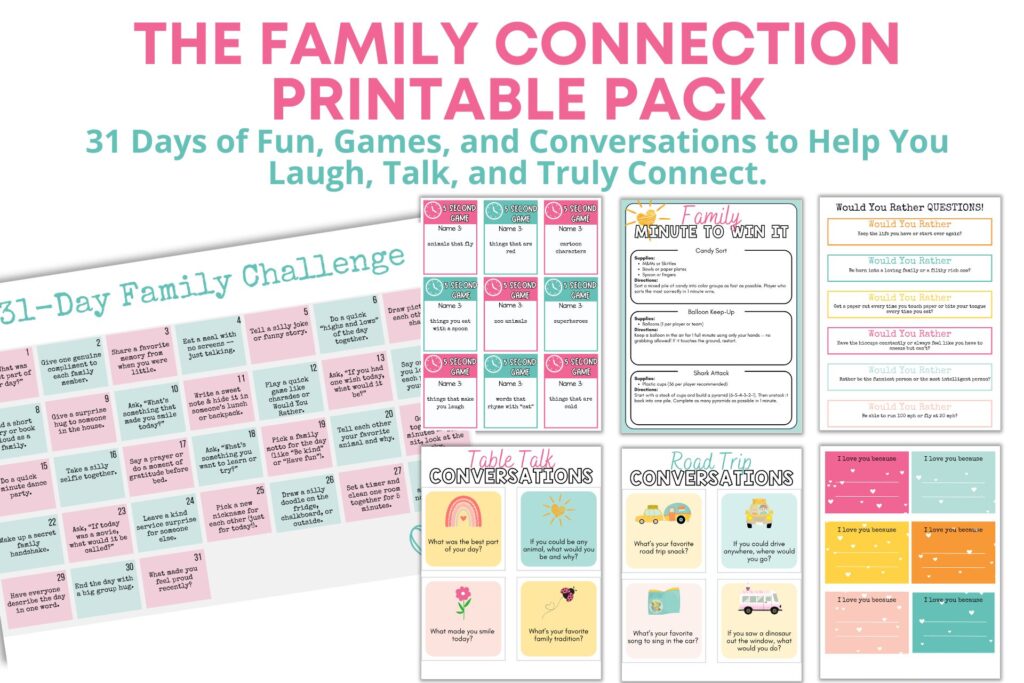 collection of family connection printable pack PDFs
