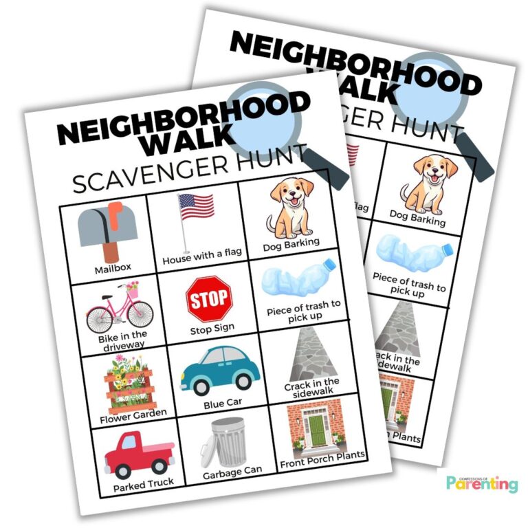Free Neighborhood Scavenger Hunt Printable for Kids
