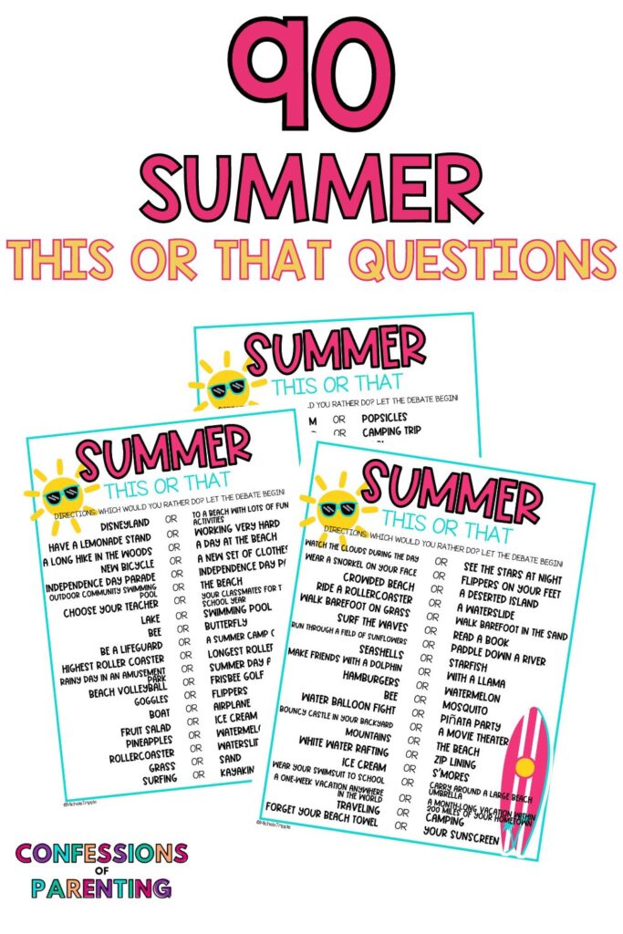 pin image: summer this or that questions