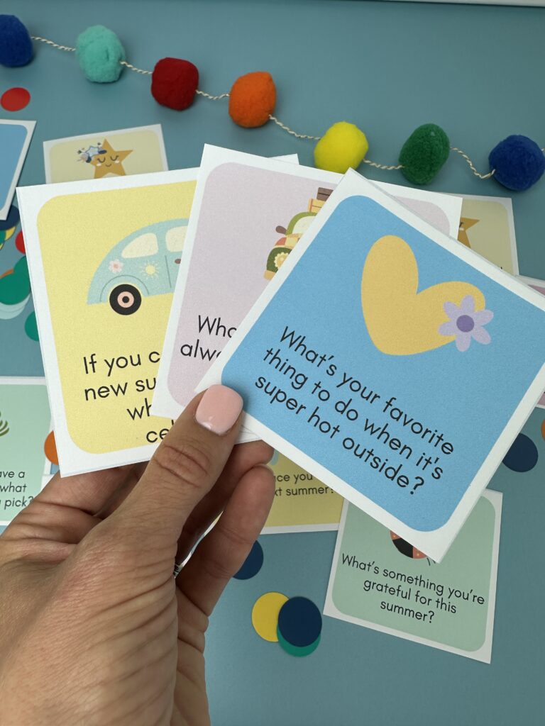 closeup of 3 summer conversation starters with blur background