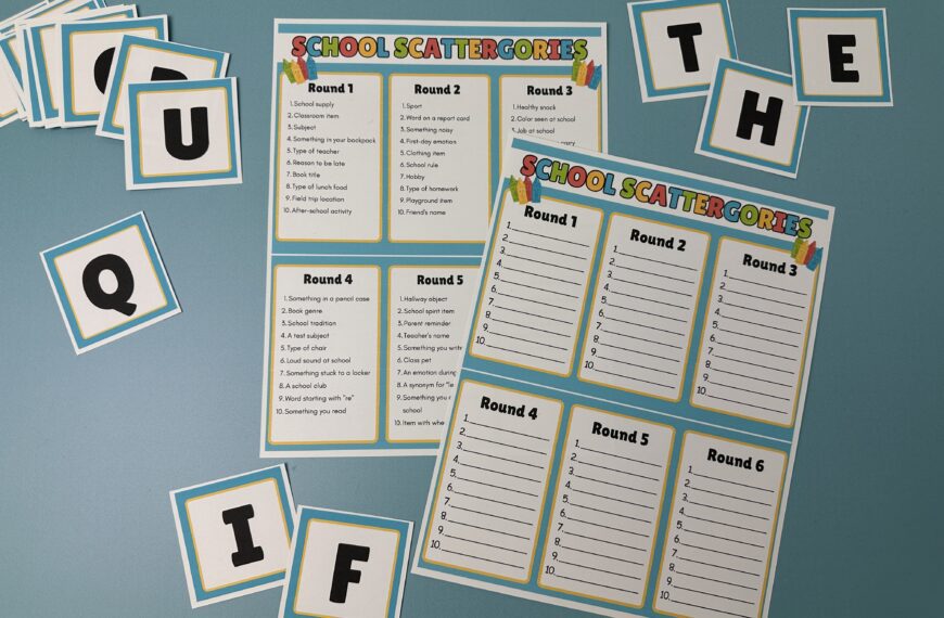 Free School Scattergories Printable Game – Two Fun Versions!