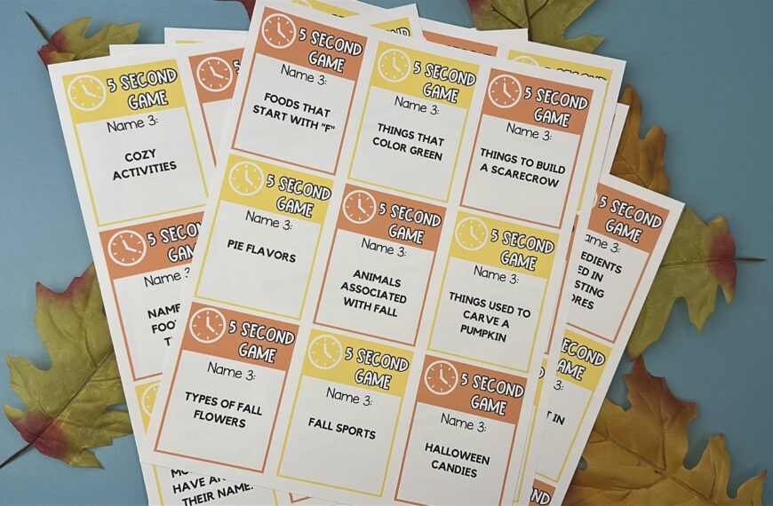 Fall 5 Second Game: A Fast & Fun Printable the Whole Family Will Love