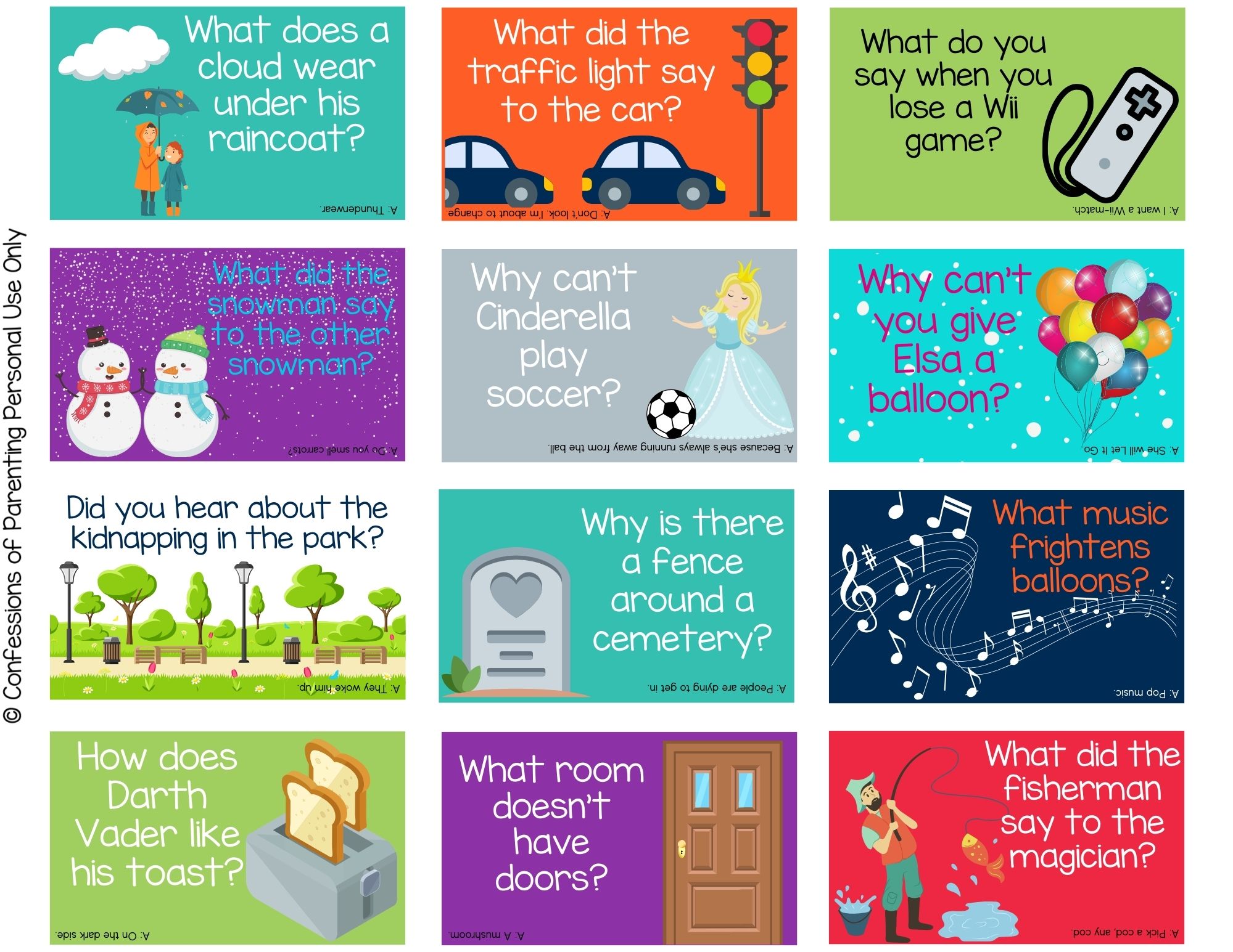 PDF image of joke cards opt in for Confessions of Parenting