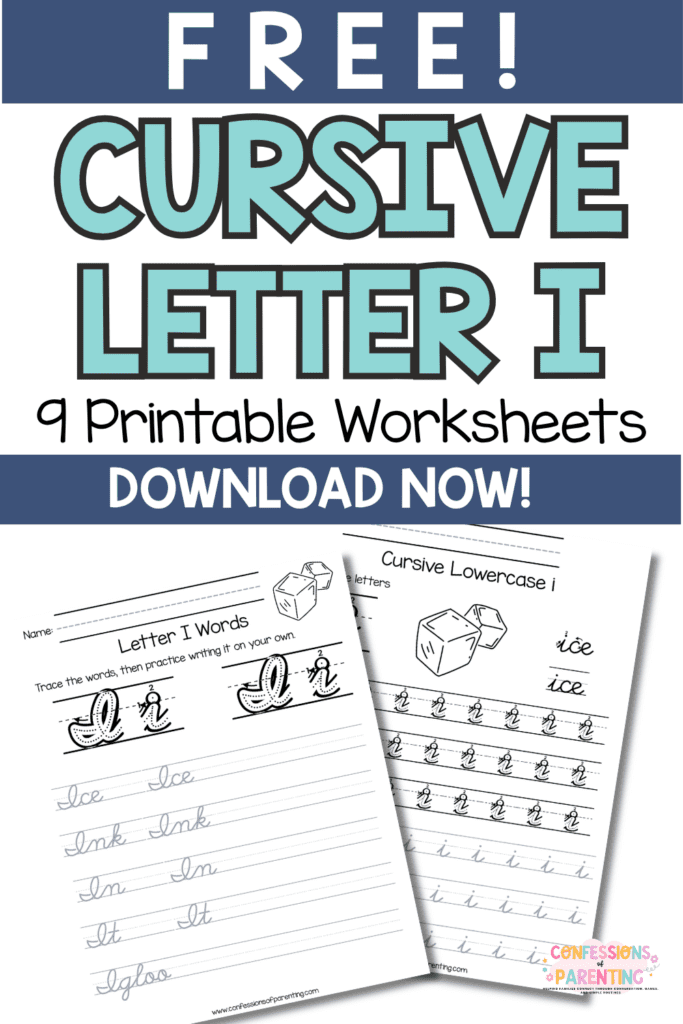 Free cursive letter I worksheets printable pages for uppercase and lowercase handwriting practice