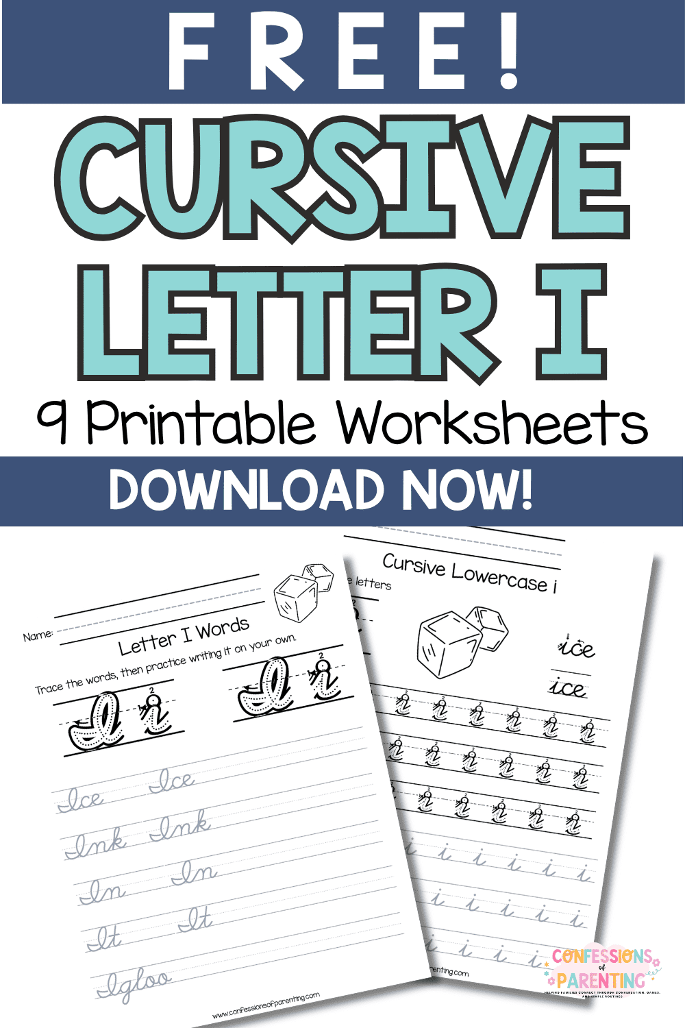 Cursive Letter I Worksheets (Free Printable for Kids)