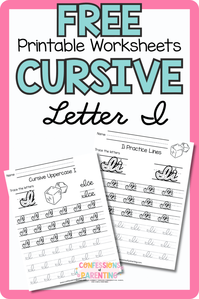 Free cursive letter I printable worksheets with uppercase and lowercase I handwriting practice pages