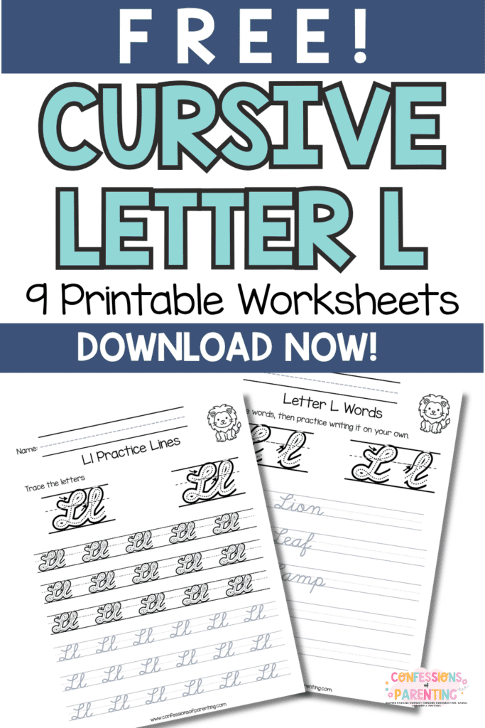 Free cursive letter L worksheets printable pages for uppercase and lowercase handwriting practice