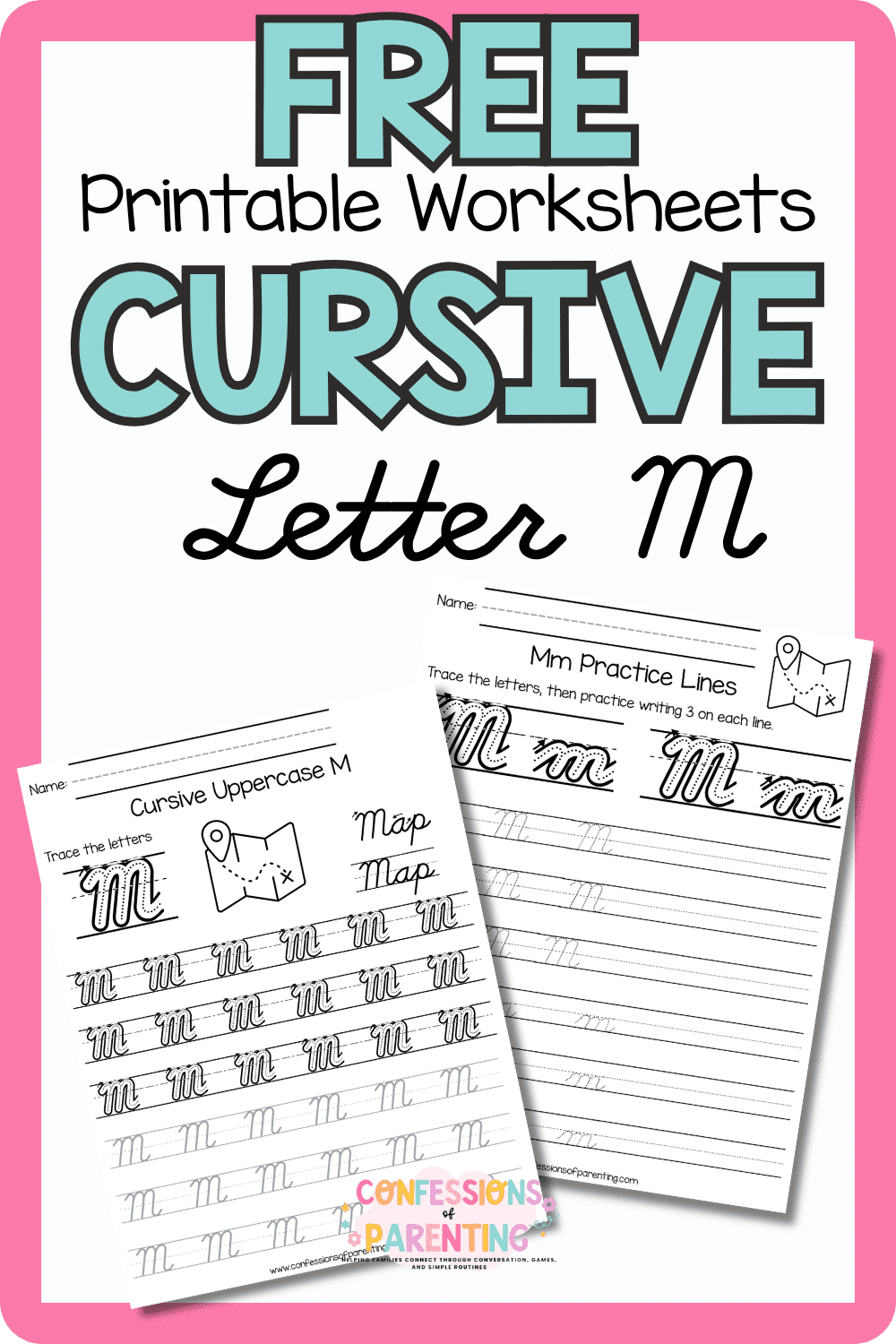 Cursive Letter M Worksheets (Free Printable for Kids)