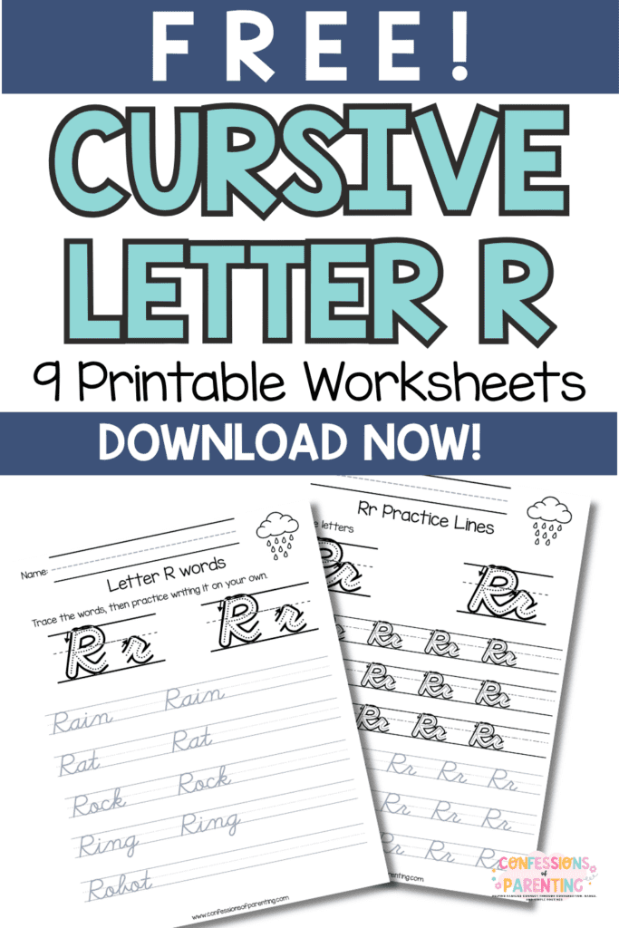 Free cursive letter R worksheets printable pages for uppercase and lowercase handwriting practice