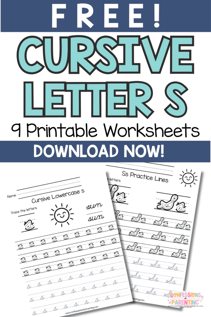 Free cursive letter S worksheets printable pages for uppercase and lowercase handwriting practice