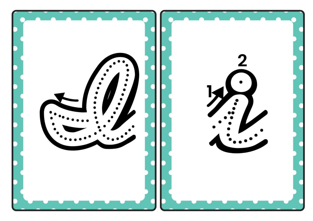 Cursive letter I tracing cards showing uppercase and lowercase I formation for kids practice